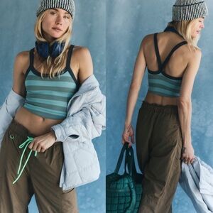 NWT FREE PEOPLE - FP movement All Clear striped Cami - sage combo XS/S